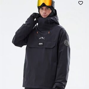 DOPE Black Ski Jacket with Hood and Half-Zip Closure